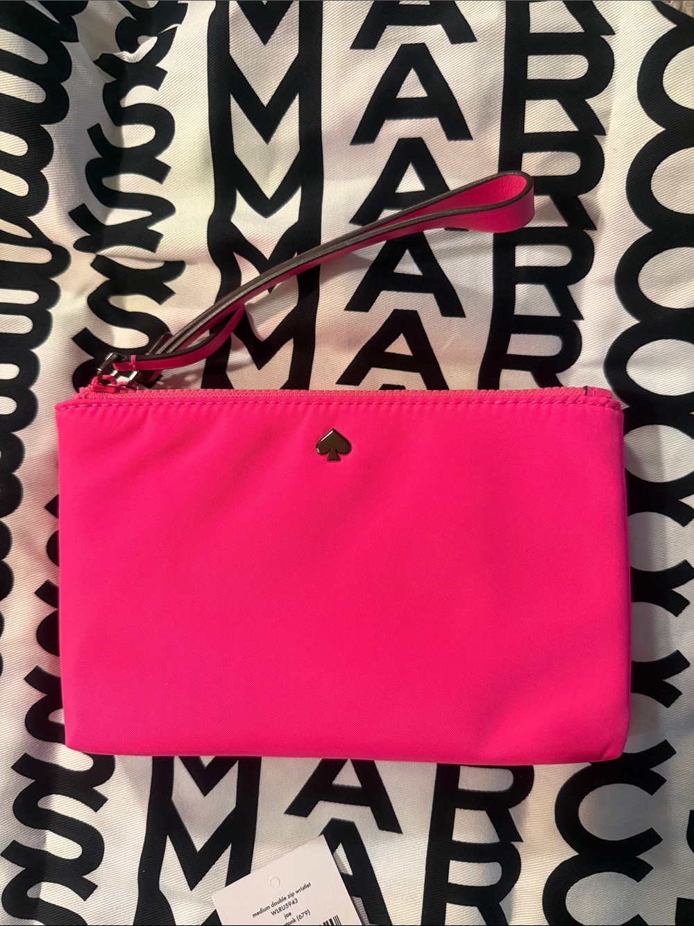 kate spade Neon Pink Wristlet with Gold Spade Accent